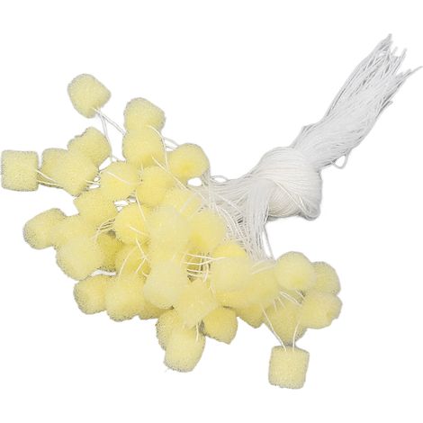 50 coussinets en mousse souple pour appareils auditifs, bouchons d'oreille jaunes avec cordon, accessoires de protection auditive (1/5)