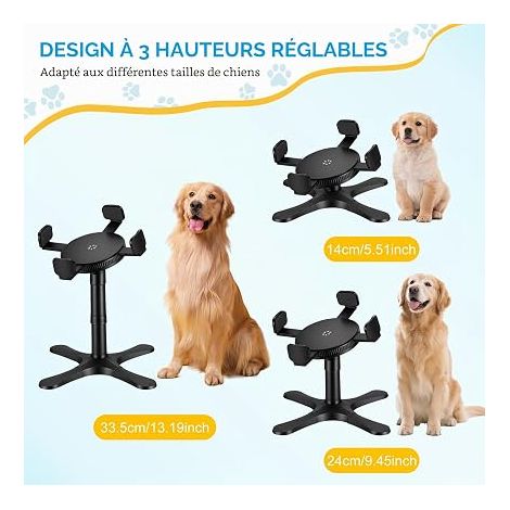 Gamelle Surélevée Inclinée Pour Chien Avec Support, Hauteur Ajustable De 14 À 34 Cm, Station D'Alimentation Surélevée Antidérapante Pour Chiens De Grande, Raised Tilted Dog Bowl with Stand (1/4)