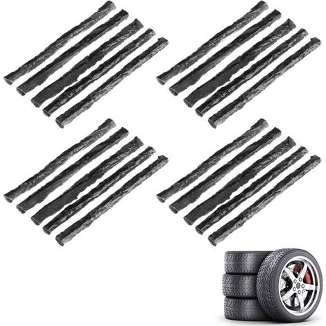 Kit Réparation Pneu,20 Mèches Réparation Pneu,Bandes de Réparation,Kit Réparation Pneu Voiture,Kit Réparation Pneu Tubeless, Bandes de Réparation de Pneu,pour Voiture,Camionnette,Moto,Noir--Crezuo (1/4)