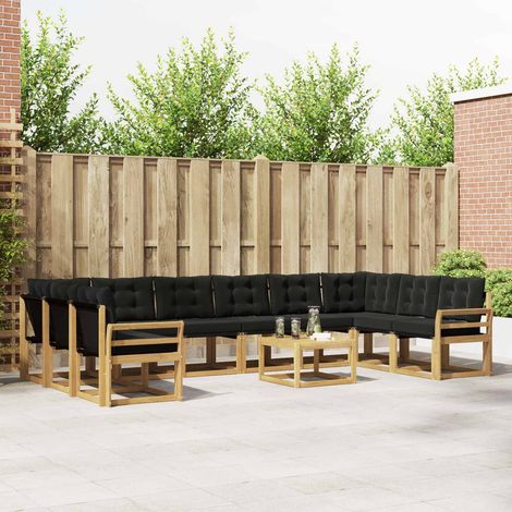 vidaXL Ensemble de canapés d'extérieur 11 pc Blanc et noir (1/5)