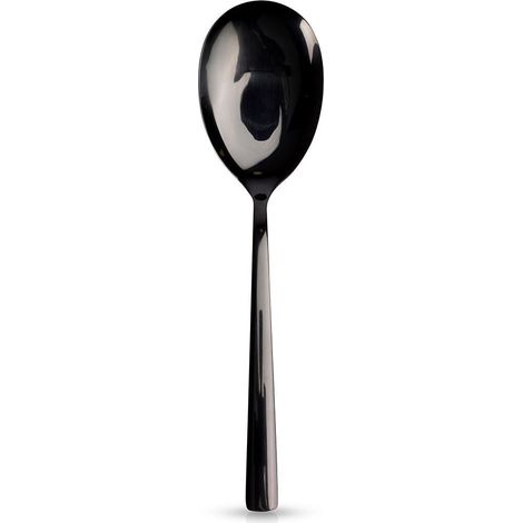 Schwarzer Salatlöffel aus Stahl, 25 cm