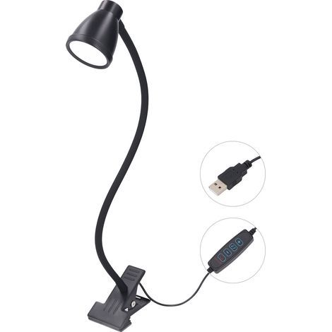 Clip-on desk lamp, 5W, 24 LEDs, 10 adjustable brightness levels, 3 color temperatures, USB powered, with flexible gooseneck clip for bedroom, office (1/5)