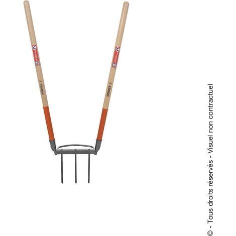 Bioculteur 3 dents – Outil ergonomique pour ameublir la terre sans nuire aux micro-organismes – Largeur de travail 21 cm – Profondeur 24 cm – Mermier