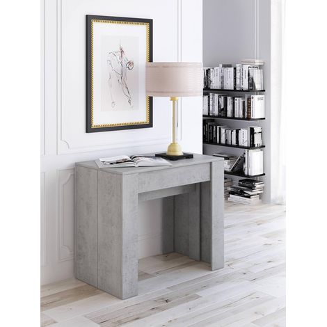 Console Extensible Maclodio, Transformable en Table à Manger, Gain de Place et Extensible jusqu'à 237 cm, 90-237x76,6x90 cm, Gris (1/5)