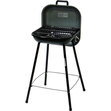 Somagic – Barbecue portable Picnic Grill valisette gris – Cuve acier 36x36cm – Grille chromée 34,5x34,5cm – 4 pieds stables pour surfaces inégales