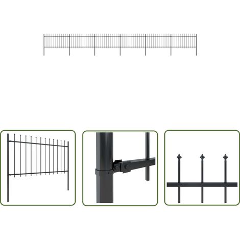The Living Store Gartenzaun mit Speerspitzen Stahl 10,2 x 1 m Schwarz - Gartenzaun - Stahlezaunt - Metallzaun - Zaun Schwarz - Zierzaun (1/5)