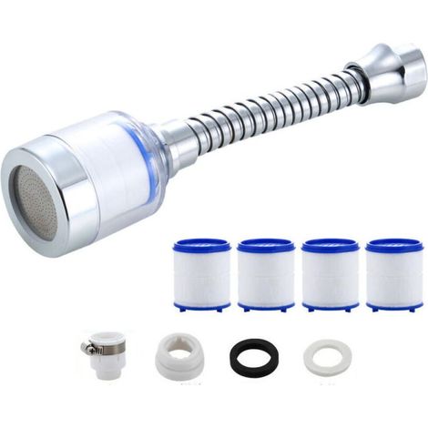 Filtre de robinet rotatif à 360 degrés, filtre à eau d'évier, 1 filtre à eau de robinet et 4 cartouches filtrantes, facile à installer. (1/5)