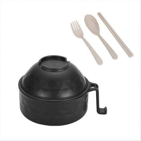 Ensemble de cuiseur à ramen - Bol à nouilles instantanées en paille avec poignées, noir (1/5)