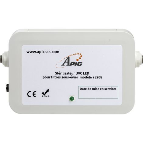 Apic – Stérilisateur UV d’eau potable 3 L/min – Barrière anti-bactérienne 99.99% – Compatible avec systèmes de filtration – Design compact
