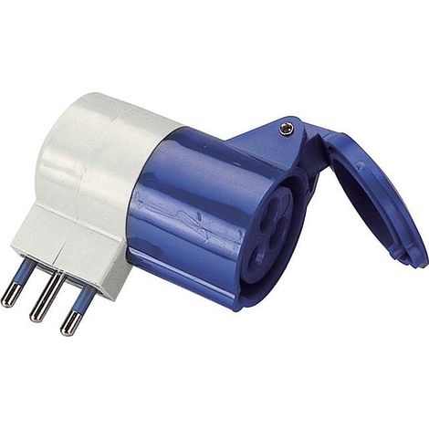 poly pool - adattatore con spina civile 16 a e presa industriale 16 a ip20 blu