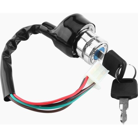 Clé de,Interrupteur d'allumage, Moto Universelle pour Voiture, Contacteur d'Allumage,6 Fils dans Une Prise à 9 Broches Interrupteur d'allumage Démarrage 3 Positions, 2 Touches (1/5)