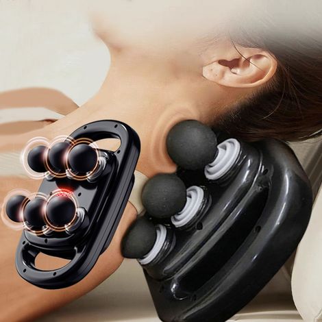Pistolet de massage Fascia à six têtes, vibrations profondes à haute fréquence, 14 mm, sans fil, pour la taille et le dos, relaxation corporelle, massage des épaules et du périnée-AquaForge