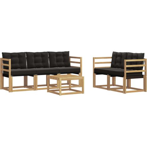 Outdoor Sofa Set with Cushion 6 pcs White and Black vidaXL (1/5)