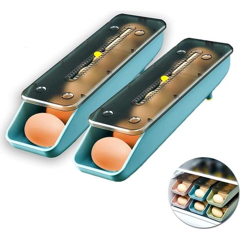 Lot de 2 organiseurs d’œufs pour réfrigérateur, conteneurs avec couvercle transparent et rangement automatique (1/5)