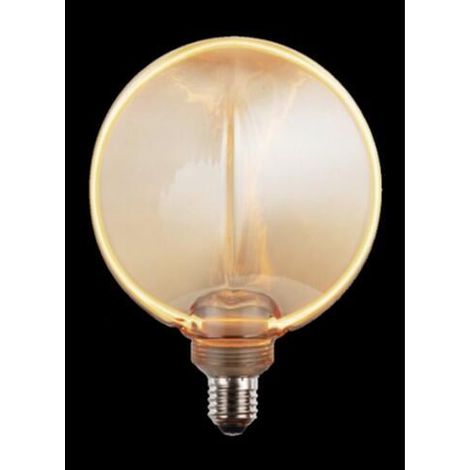 Bombilla LED plana decorativa, color ámbar, 130 mm, casquillo E27, 320 lm, luz blanca cálida. AUTRES