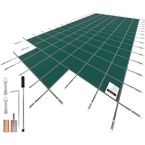 Mophorn Cubierta de Seguridad para Piscina Tamaño de Cubierta 6,7x12,8 m Cobertor para Piscina Rectangular Tamaño de Piscina 6,1 x 12,2 m Lona de Piscina para Piscinas Enterradas de Hogar Jardín Hotel