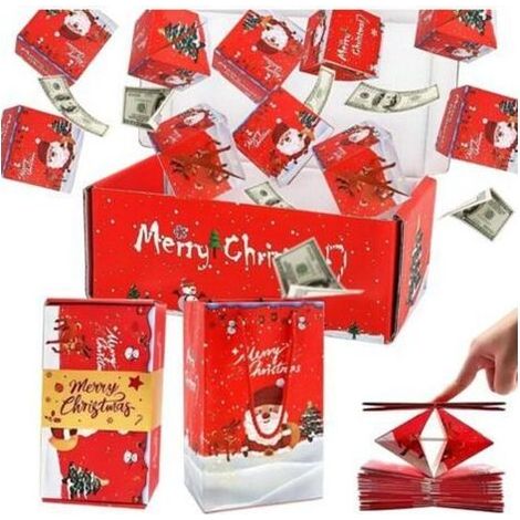 Coffret Surprise de Noël – Cadeau Surprise Père Noël Rouge, contient 12 boîtes explosives pliables, un sac cadeau sapin de Noël à faire soi-même pour les enfants, un cadeau pour les fêtes d'anniversai (1/5)
