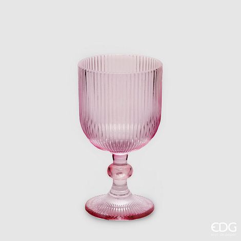 EDG Enzo De Gasperi Bicchiere Righe Calice H 16 Cm D 9 Cm Colore Pink 6 Pz