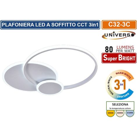 UNIVERSO C32-3C PLAFONIERA LED SMD DESIGN CIRCOLARE 37W COLORE BIANCO CCT 3 IN 1 TEMPERATURA LUCE SELEZIONABILE (1/4)