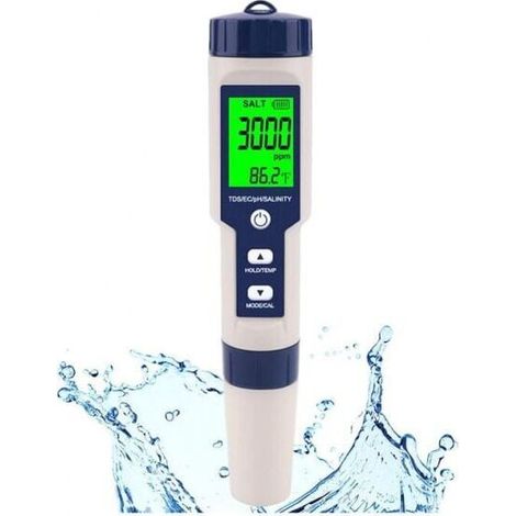 5-in-1 High Precision Salt Water Salinity Tester, IP67 Waterproof Test Kit (1/4)
