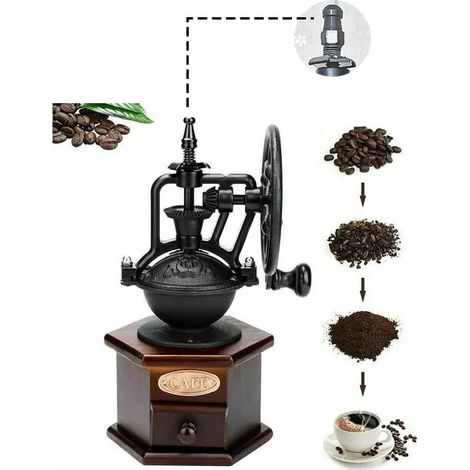 Moulin À Café Manuel - Meules En Céramique - Réglage De La Mouture - Boîtier En Bois De Pin - Pour Filtre Français Et Espresso - 1 Pièce (1/5)