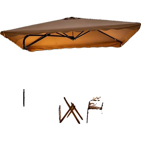 Ombrellone, 250 cm x 250 cm, struttura in acciaio, rotazione a 360 gradi, base a croce robusta, asta regolabile. (1/5)