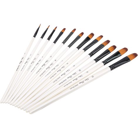 Ensemble de 12 pinceaux pour peinture - Outils artistiques pour gouache, aquarelle et peinture à l'huile (01)