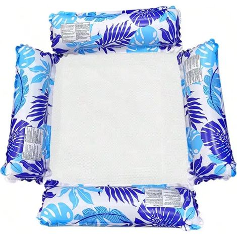 Filet flottant gonflable pour piscine, tapis flottant pliable à rayures, matelas gonflable pour piscine avec filet
