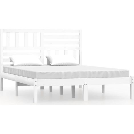 Maison Exclusive - Cadre de lit sans matelas blanc bois de pin massif 140x200 cm