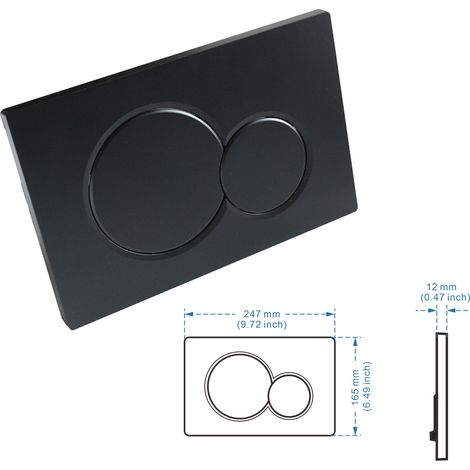 Spülkasten-Verdeckungsplatte mit Zweiflush-System für JBL Sigma 01 – Schwarz Hochglanz, kunststoff, ohne Werkzeug montierbar