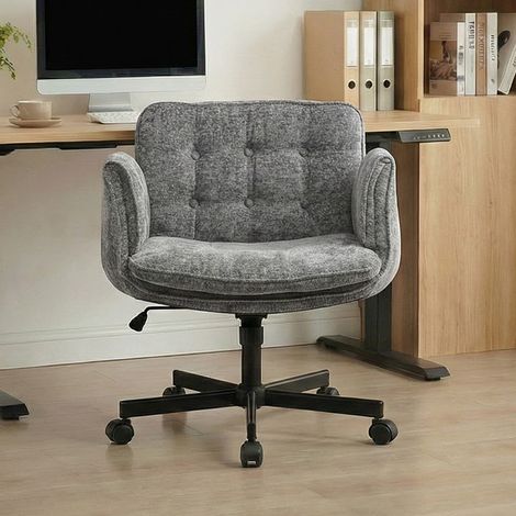Drehbarer Bürostuhl Verstellbar, 5-Stufige Klapparmlehnen, Chenille, Dunkelgrau (1/5)