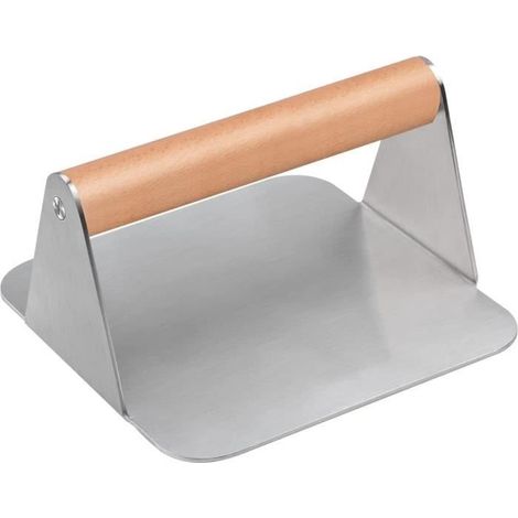 Presse à Hamburger - Non spécifié - 14 x 14 cm - Acier Inoxydable - Poignée en Bois - Antirouille (1/4)