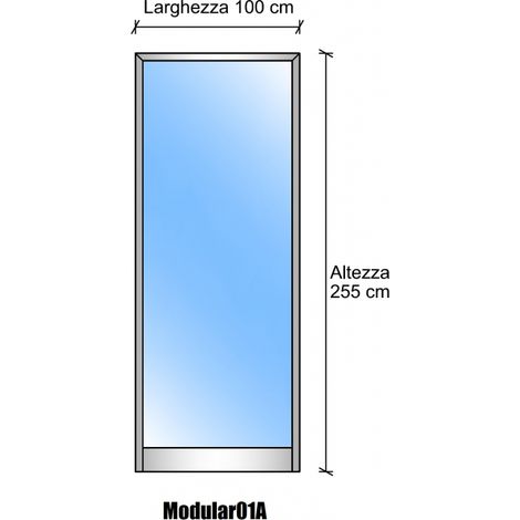 Modulo Iniziale/Finale Parete Divisoria in Vetro Trasparente Alluminio Colore Bianco Puro RAL 9010 - H2550xL1000 mm - ITALFROM (1/5)