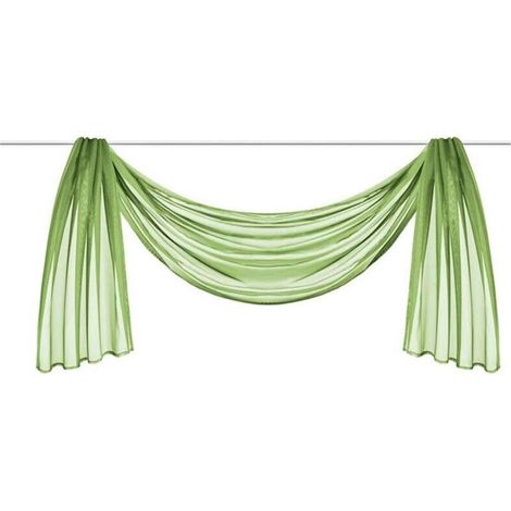 Lot de 1 cantonnière en voile transparent - Pour chambre à coucher, salon, mariage - Couleur unie - N° 6 - Vert - 140 x 400 cm-Ensoleillé (1/5)