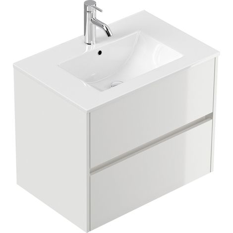 Badmöbel Taifun und Waschtisch 70cm 2 Greifraum SoftClose Auszüge weiß Hgl