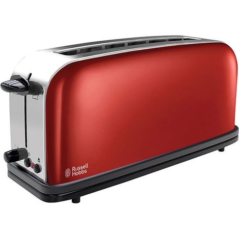 Grille-pain 1 fente rouge flamboyant – Puissance 1000W – Fonction réchauffe viennoiseries – Tiroir ramasse miettes amovible – Niveau de brunissage ajustable – Russell Hobbs