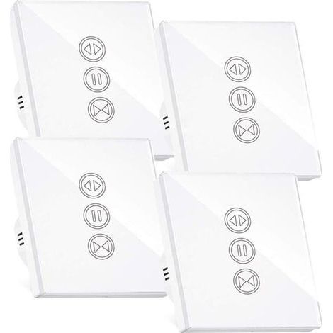 Interrupteur Volet Roulant Connecté, Interrupteur Volet Roulant Wifi,Compatible Avec Alexa/Google Home, Interupteur Connecté Tactile Rétro Éclairage Peut Éteindre Led Timer App Contrôle,4PCS (1/4)