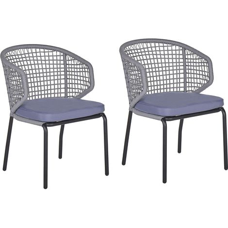 Set mit 2 Stühlen und Sitzkissen PALMI Metall Grau