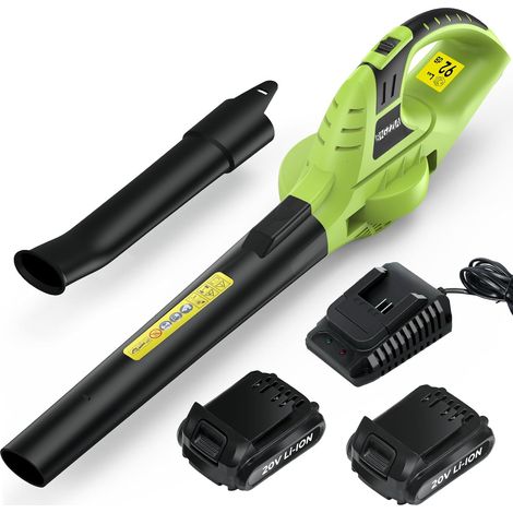 Cordless Leaf Blower - bigzzia Electric Handheld Blower with 2Pcs 20V Batteries 2-Speed Modes 209CFM for Garden Leaves Grass Cuttings (1/5)