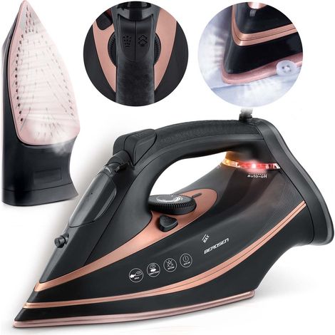 Ferro da stiro a vapore 3000W, piastra in ceramica, vapore verticale