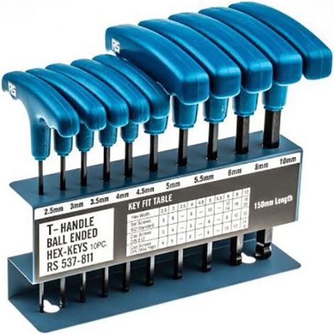 Rs Pro – Jeu de clés Allen en T 2.5mm – Tête sphérique – Long – Acier chrome vanadium – 10 pièces pour usage professionnel (1/4)