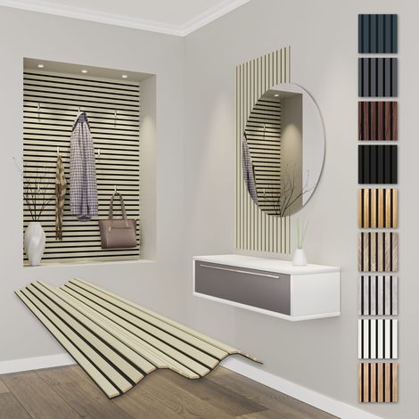 HEXIM Lamellen Akustikpaneele Comfort 0,83 m² MDF Holz flexible Wandpaneele 138,5x60cm Wandverkleidung schalldämmend (1x 1,18 Meter - 0,708 m², Palomino)