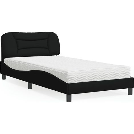 Bett mit Matratze "Hvar" Schwarz 100x200 cm Stoff (1/5)