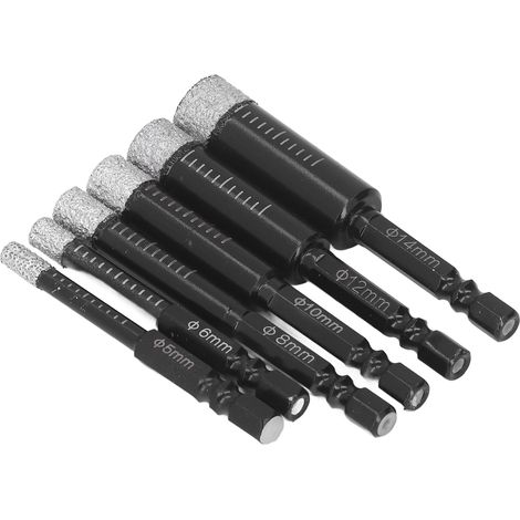 Lot de 6 forets diamant secs pour carrelage marbre porcelaine céramique granit maçonnerie (1/5)