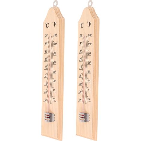 2 thermomètres muraux en bois, double échelle, intérieur (1/5)