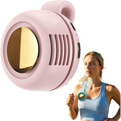Ventilador Clip - Ventilador Mini Silencioso 3 Velocidades - Orientación Aire 360° - 60 Aspas - 5 Salidas Aire - Interior Exterior - Material ABS - USB Recargable 900 mAh - 7,4 x 6,5 x 5 cm - Rosa (1/5)