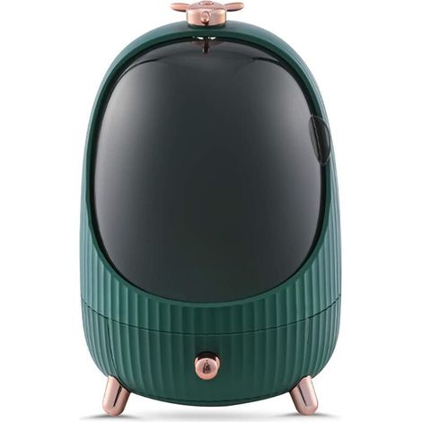 Boîte de rangement cosmétique avec lumière LED, tiroir de rangement de bijoux en plastique, boîte de rangement cosmétique, récipient anti-poussière, boîte à débris ménagers-vert (1/5)