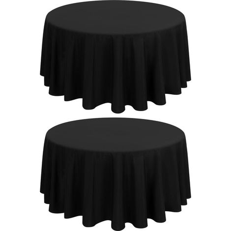 Lot de 2 sets de table noirs ronds 275 cm, Polyester, facile d'entretien, infroissable