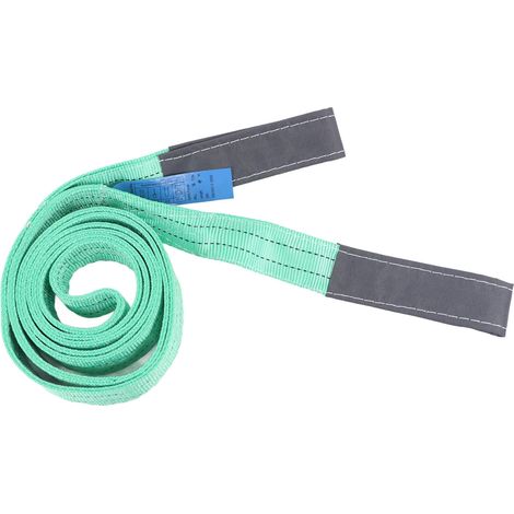 Hebeband aus Polyester für Industriekrane, hochbelastbares Flachseil, Tragfähigkeit 2 Tonnen (4409 lb), Länge 4 m (13,12 ft), 2-Ösen-Schnalle, grün (1/5)