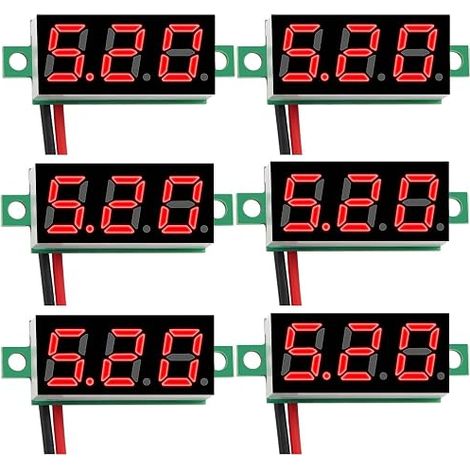 Mini Digital Voltmeter, DC 2.4V-30V Measuring Range Two-Wire Voltage Tester, Reverse Polarity Protection and Accurate Pressure Measurement, Red (1/5)